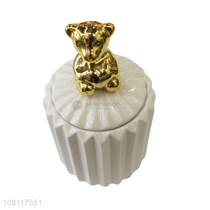 High quality lovely ceramic bear trinket cases cute candy box