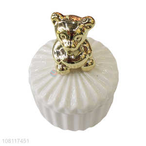 Top product ceramic jewelry box trinket cases with animal lid