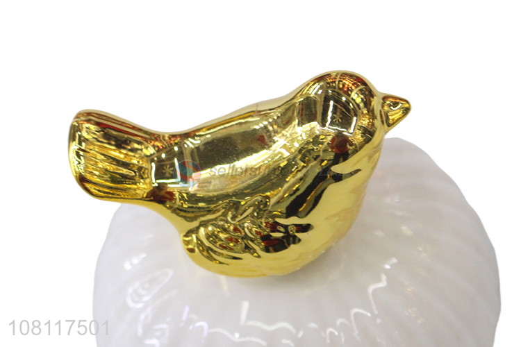 Factory price ceramic bird jewelry box for tabletop decoration