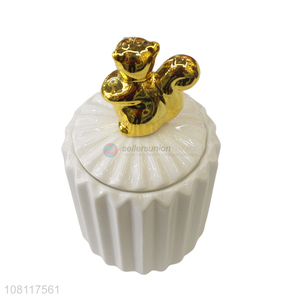 Hot selling ceramic squirrel jewelry case animal candy box
