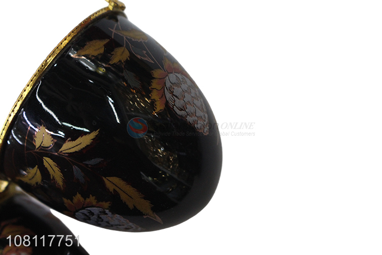 Wholesale luxury ceramic egg shaped trinket box jewelry holder