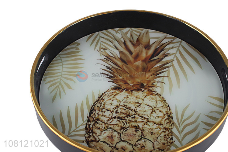 Fashion Pineapple Pattern Round Tray Serving Tray