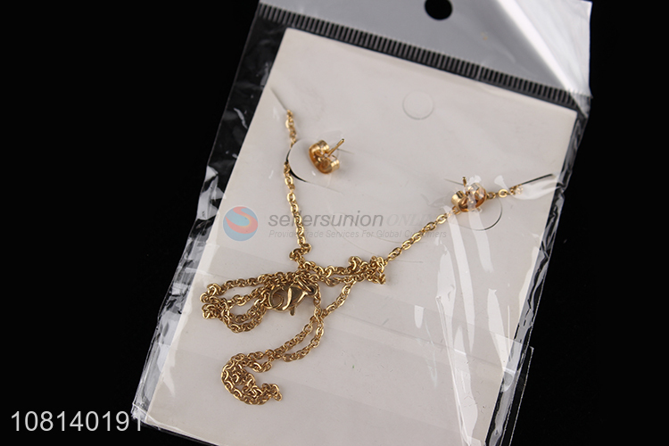 High quality decorative necklace ear studs set for women