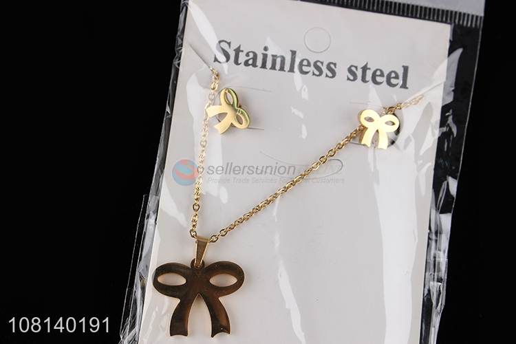 High quality decorative necklace ear studs set for women