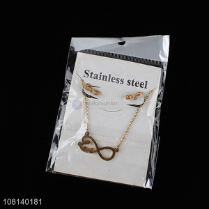 Yiwu wholesale stainless steel necklace ear studs set for jewelry