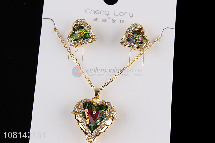 Wholesale luxury gem necklace and earring set party jewelry set