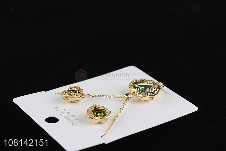 Wholesale luxury gem necklace and earring set party jewelry set