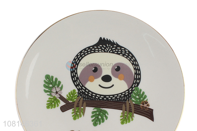 Cartoon Printed Ceramic Platter Fashion Round Plate For Home