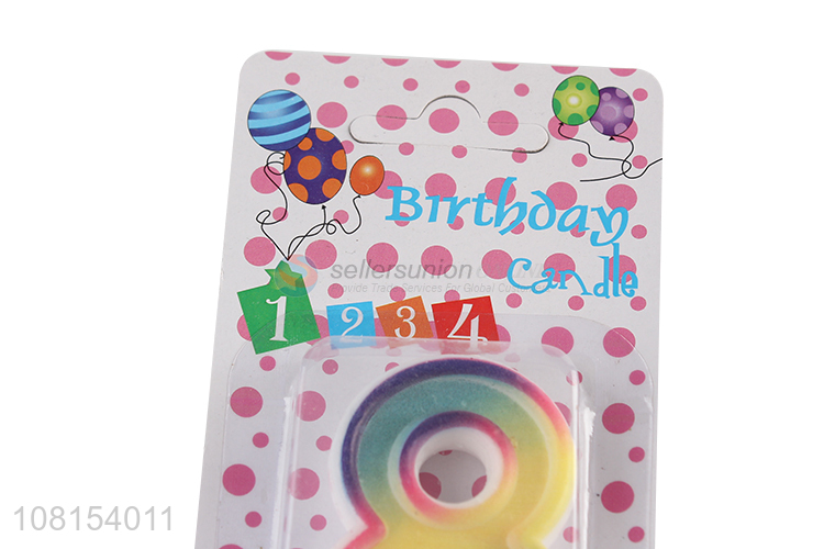 Factory price colorful number 8 birthday cake number candle