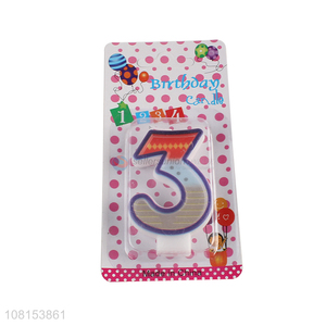 Hot selling number 3 party candle colored number cake candle