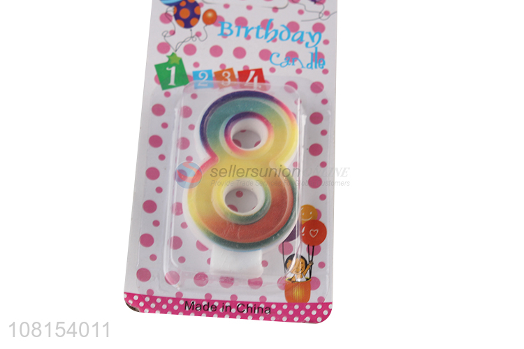Factory price colorful number 8 birthday cake number candle