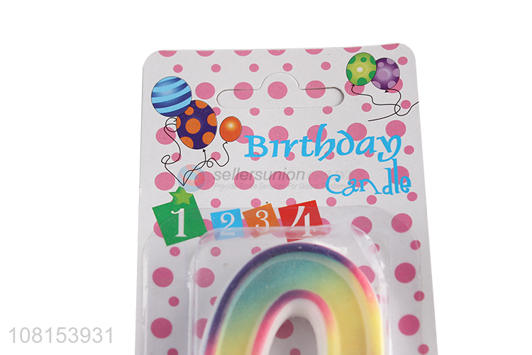 Good quality rainbow 0-9 birthday cake number candle wholesale