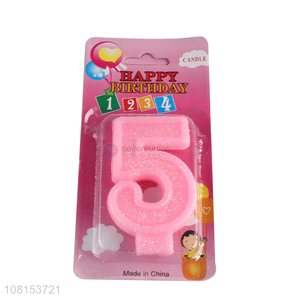 Wholesale glitter numeral cake candles for anniversary celebration