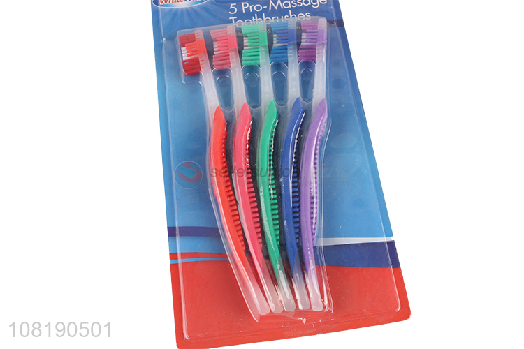 Best Sale 5 Pieces Non-Slip Handle Nylon Toothbrush Set