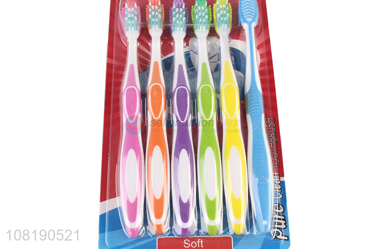 Wholesale 6 Pieces Colorful Nylon Toothbrush For Adults