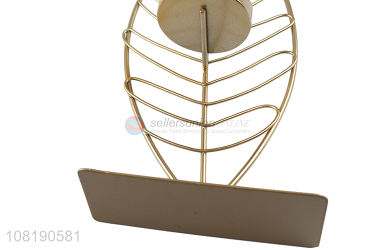 China factory leaves shape metal candle holder for home decoration