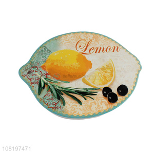 Wholesale lemon shape ceramic heat insulation mat with cork base