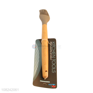 Hot selling bamboo handle silicone BBQ brush for kitchen
