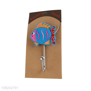 Yiwu market cartoon fish suction cup hooks for bathroom kitchen