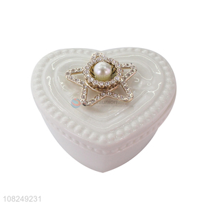 New arrival heart shape ceramic ring box jewelry box for sale