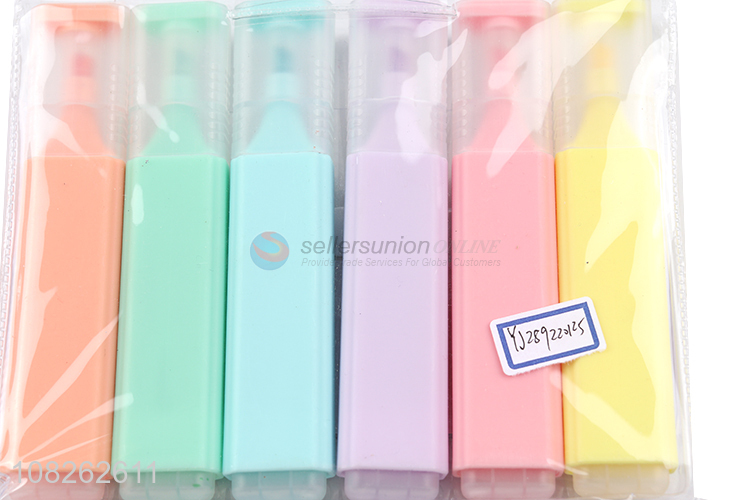 Hot selling macaron 6 color highlighters for students
