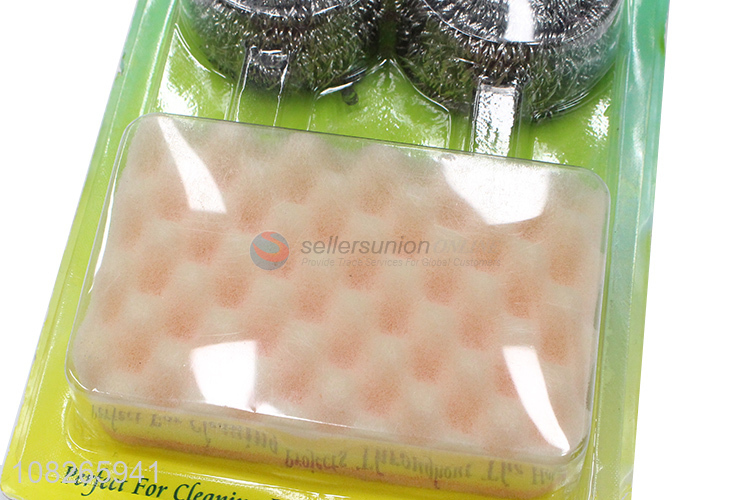 Hot Selling Steel Wire Ball With Cleaning Sponge Set