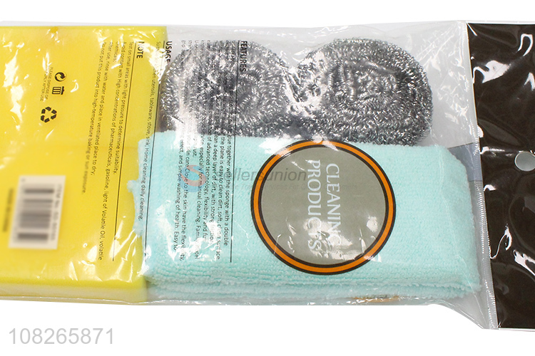 Good Sale Steel Wire Ball Cleaning Cloth And Sponge Set