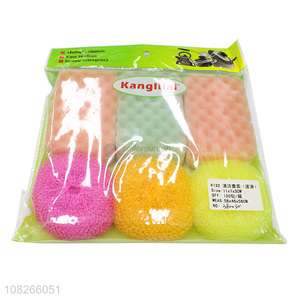 Hot Selling Colorful Cleaning Ball And Scrub Sponge Set