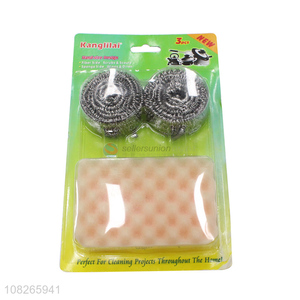Hot Selling Steel Wire Ball With Cleaning Sponge Set