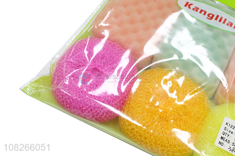 Hot Selling Colorful Cleaning Ball And Scrub Sponge Set