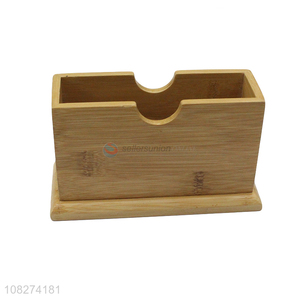 High quality rectangular natural bamboo facial tissue box for restaurant
