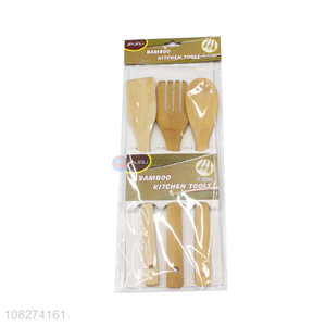 Factory supply bamboo kitchen utensil set bamboo spatula mixing spoon set