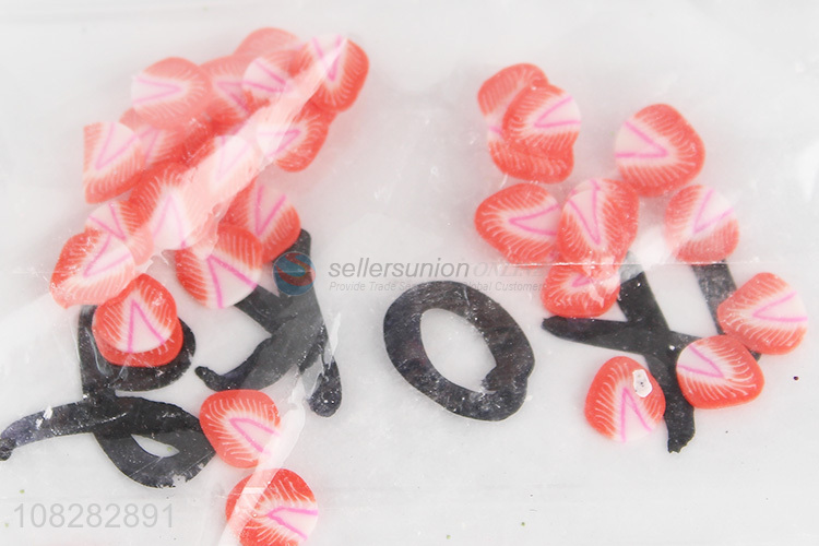 Newest Simulation Strawberry Slices Crystal Mud Filler Nail Decals