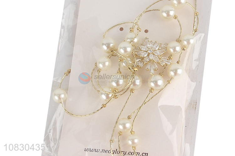 Hot selling ladies garment pearl chain fashion jewelry necklace