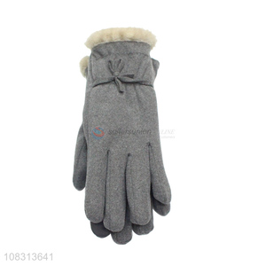 Wholesale women winter fleece lined touchscreen cycling gloves