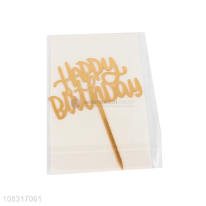 Best quality golden happy birthday letter cake topper