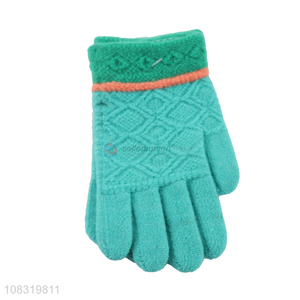 Wholesale kids winter warm gloves stretchy knitted gloves
