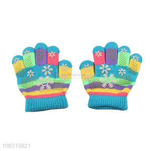 Hot selling kids winter anti-slip knit gloves for children