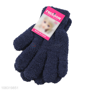 Factory price kids gloves knitted fluffy winter warm mittens