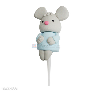 Hot Selling Cute Mouse Polymer Clay Cake Topper For Kids