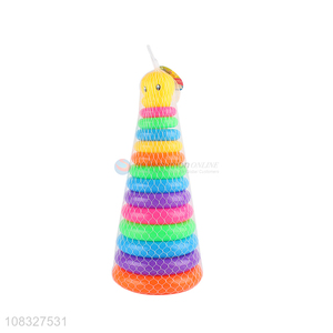 Factory supply plastic children rainbow tower stacking ring toys
