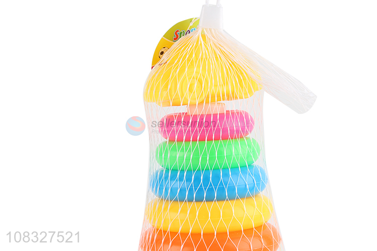Yiwu wholesale kids educational ring toys rainbow tower toys