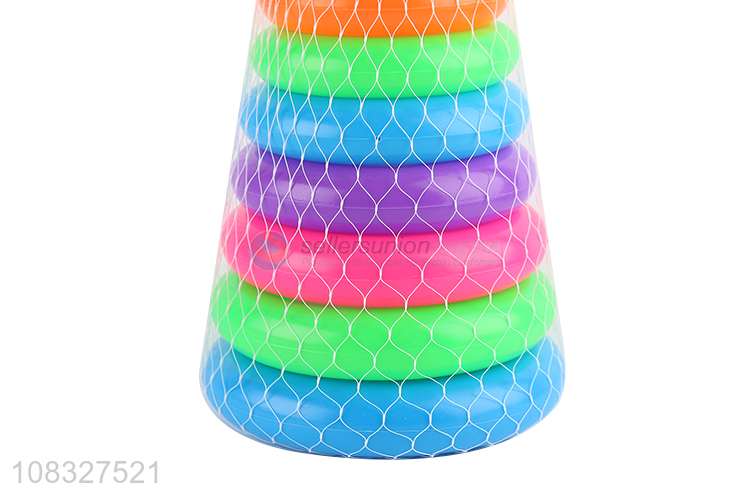 Yiwu wholesale kids educational ring toys rainbow tower toys
