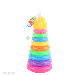 Best selling creative funny kids rainbow tower ring games toys