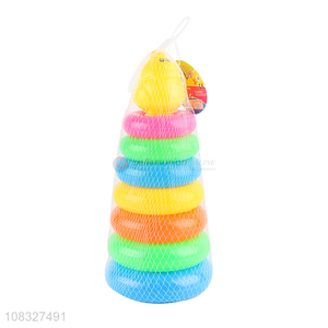 Factory direct sale rainbow tower ring games for children