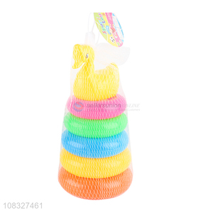 Factory price baby stacking tower colored rainbow tower toys