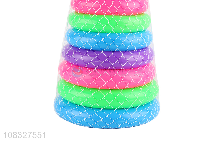 Best price colourful rainbow tower ring toys for kids