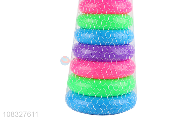 Most popular plastic children rainbow tower ring toys for sale