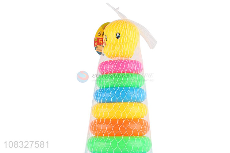 Best sale plastic funny rainbow tower stacking ring toys wholesale