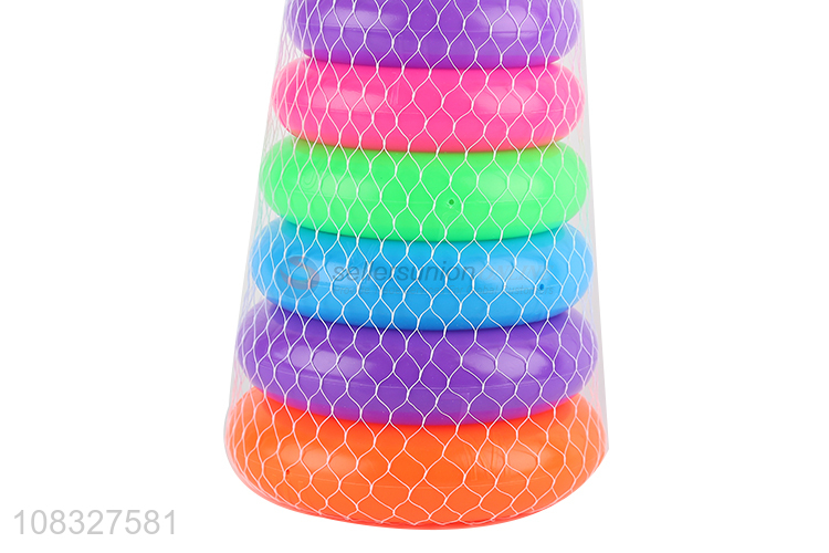 Best sale plastic funny rainbow tower stacking ring toys wholesale